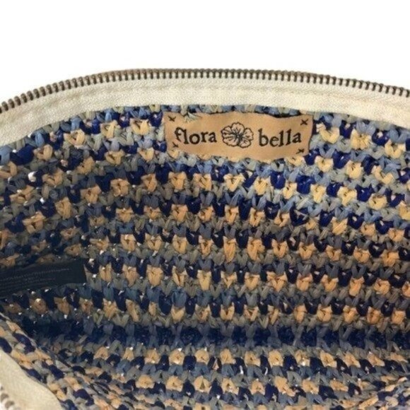 Flora Bella Seabreeze Clutch Bag Braided 100% Raffia Zippered w/ Tassle 13” X 7” - Picture 7 of 11